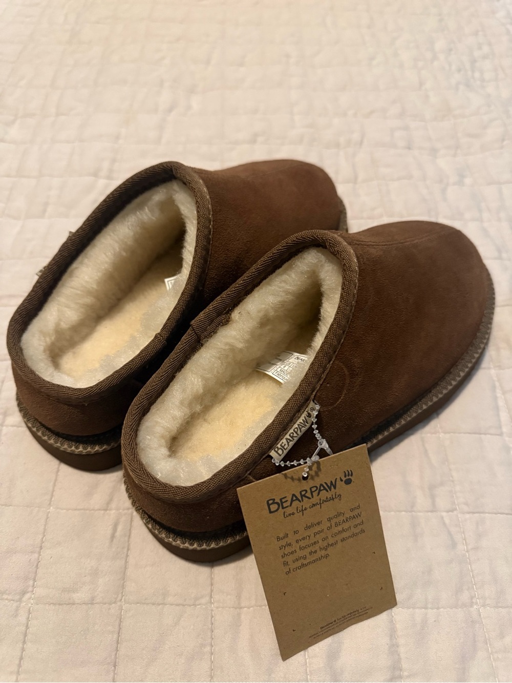 BearPaw Kids Chestnut Brown Slip-On Faux Shearling Slippers
